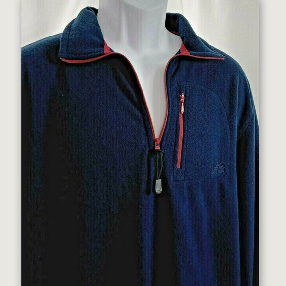 ASPEN Mens Large Dark Blue Micro-Fleece 1/4 Zip Vertical Pocket Jacket NWT - Picture 2 of 6